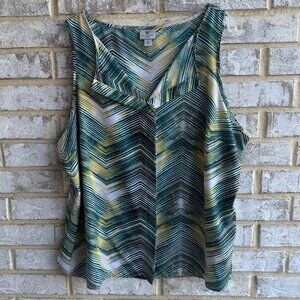 Worthington Sleeveless V-Neck Multicolor Shevron Striped Blouse Women's Size 2X